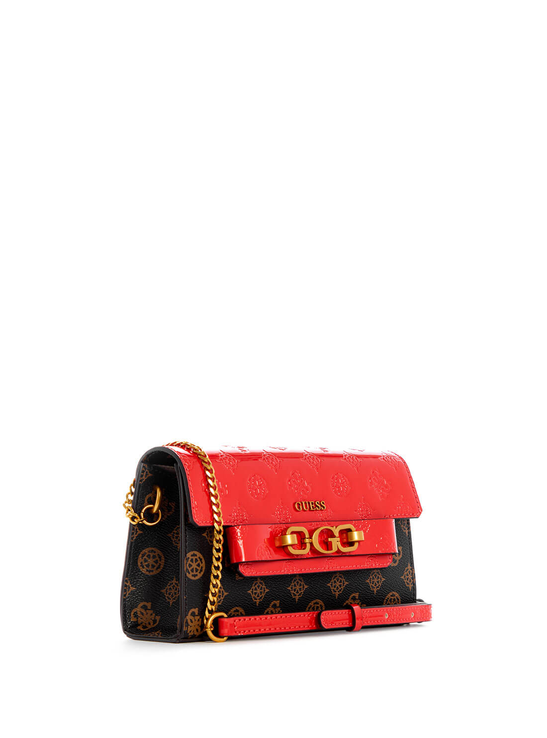 GUESS Womens  Red Brown Zira Mini Crossbody Bag PA848478 Front Side View