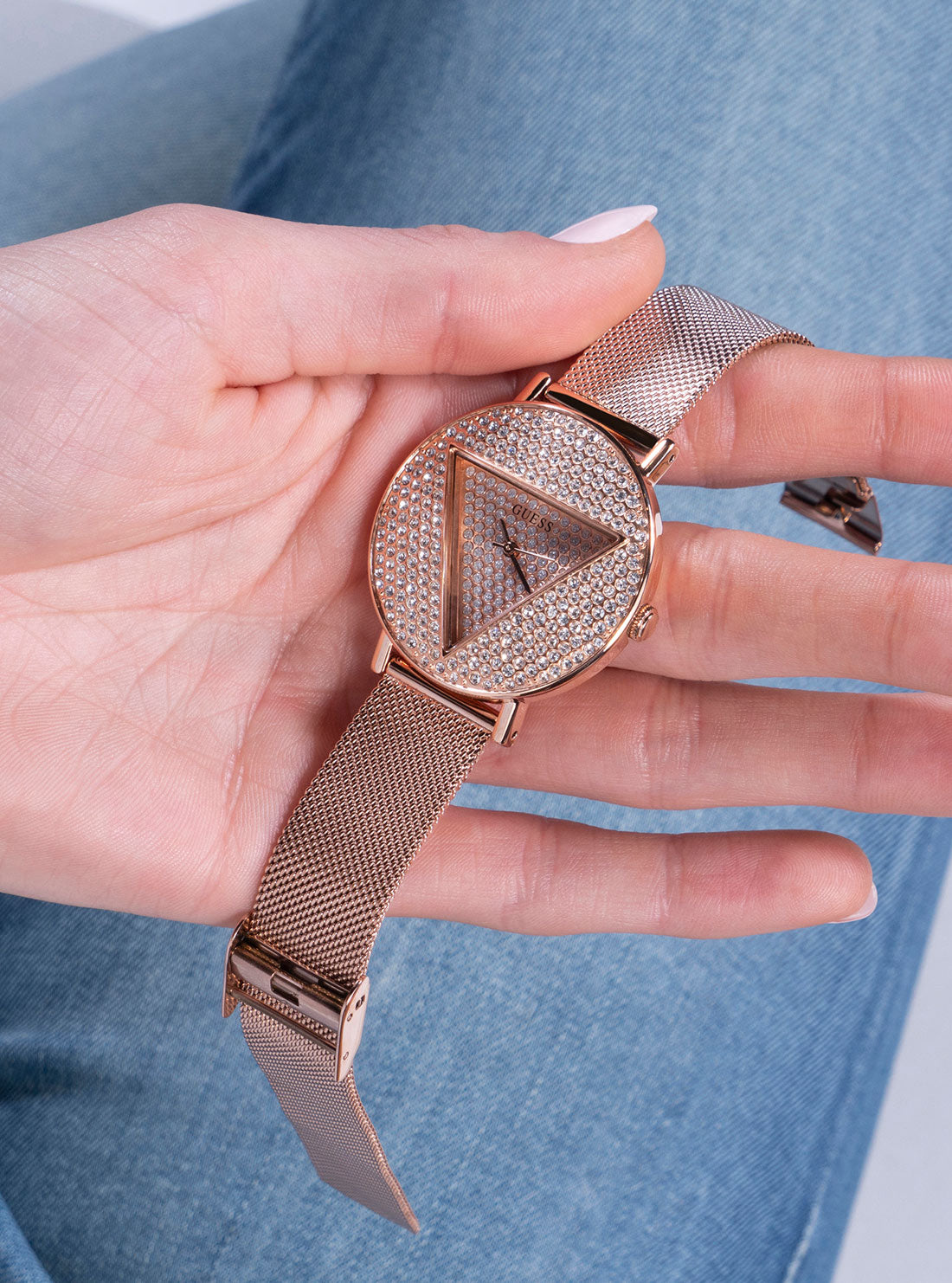 Rose Gold Iconic Crystal Mesh Watch