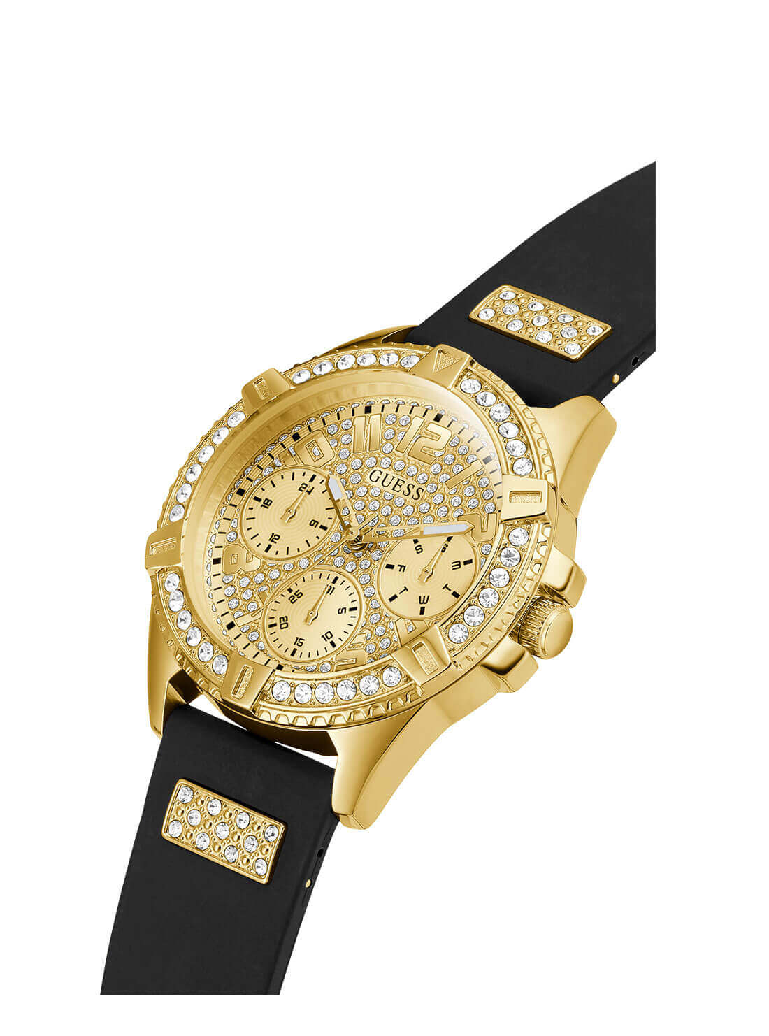 GUESS Womens Gold And Black Lady Fontier Watch W1160L1 Detail View