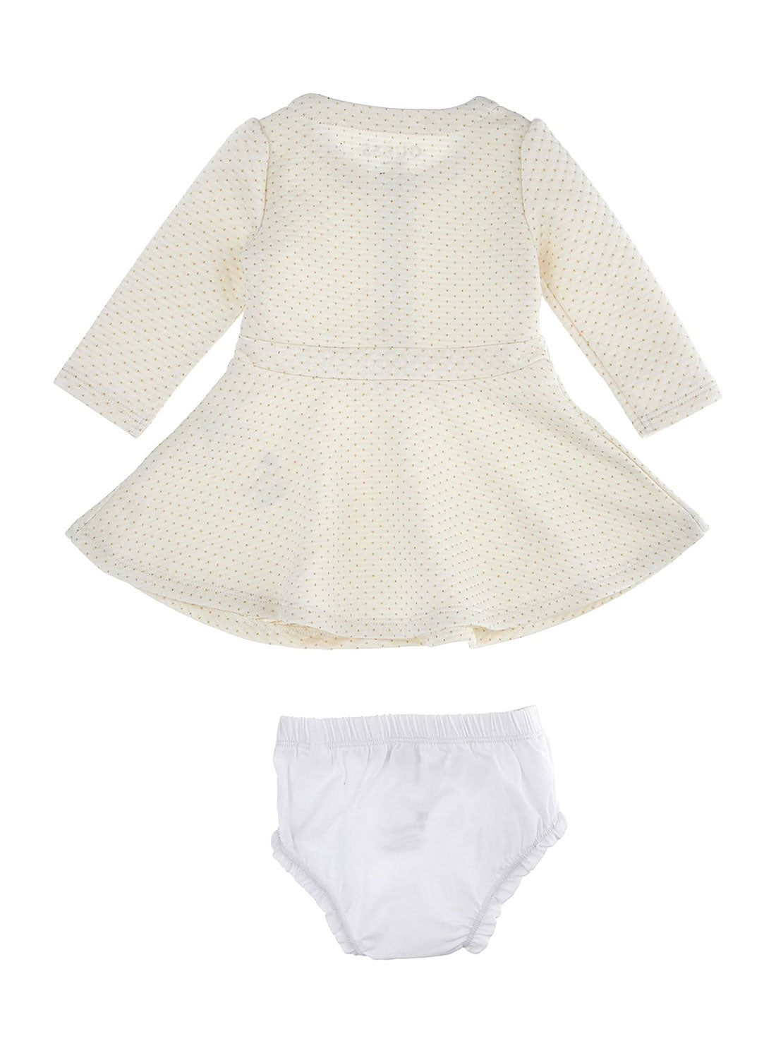 GUESS Cream Long Sleeve Dress and Panty Set (0-18M) back view