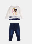 GUESS White Long Sleeve and Denim Leggings Set (3-18M) front view