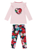 GUESS Pink Floral Long Sleeves and Leggings Set (3-18M) front view