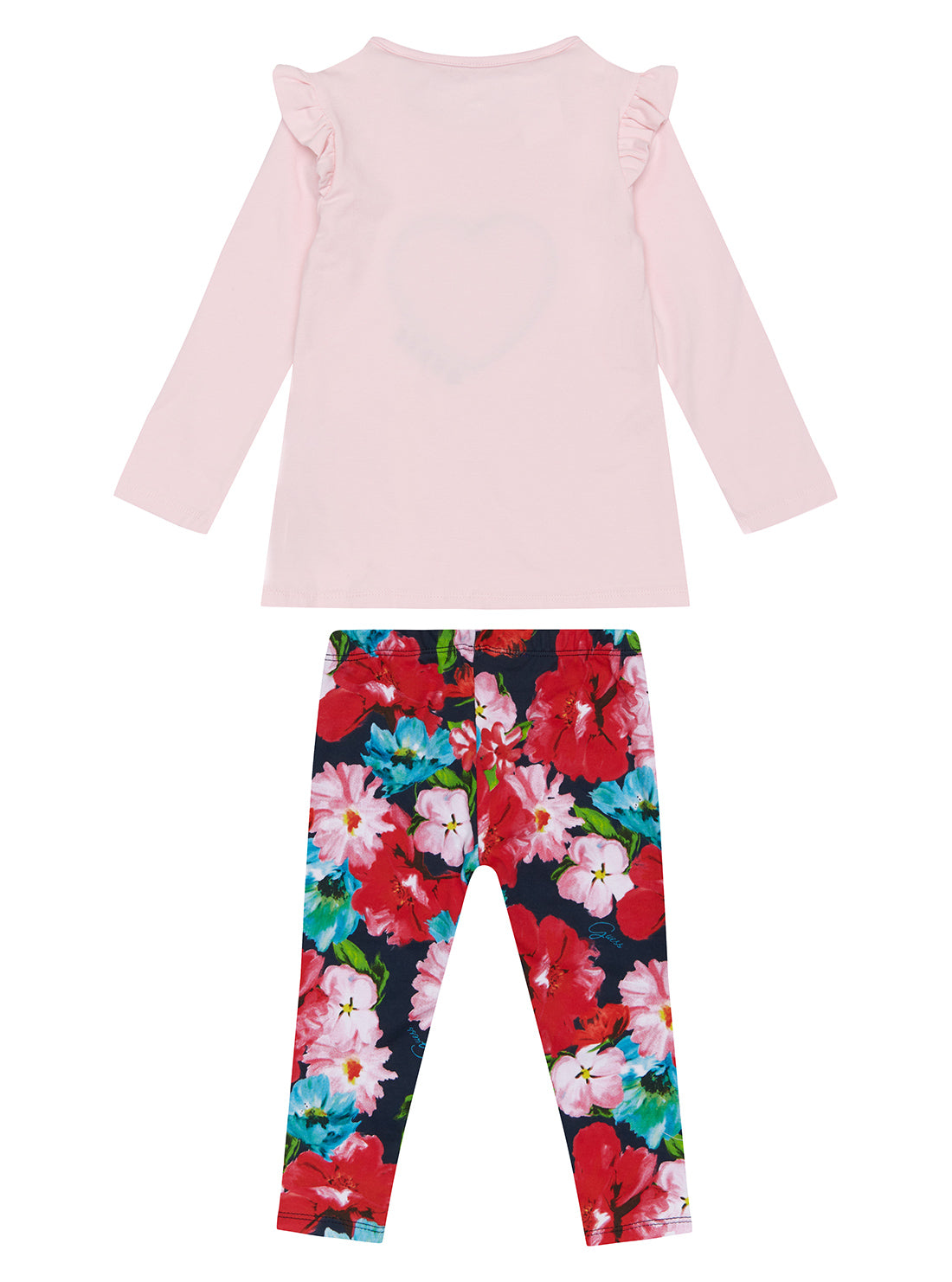 GUESS Pink Floral Long Sleeves and Leggings Set (3-18M) back view