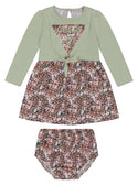 Light Green and Floral Dress and Panties Set (0-18M) | GUESS Kids | front view