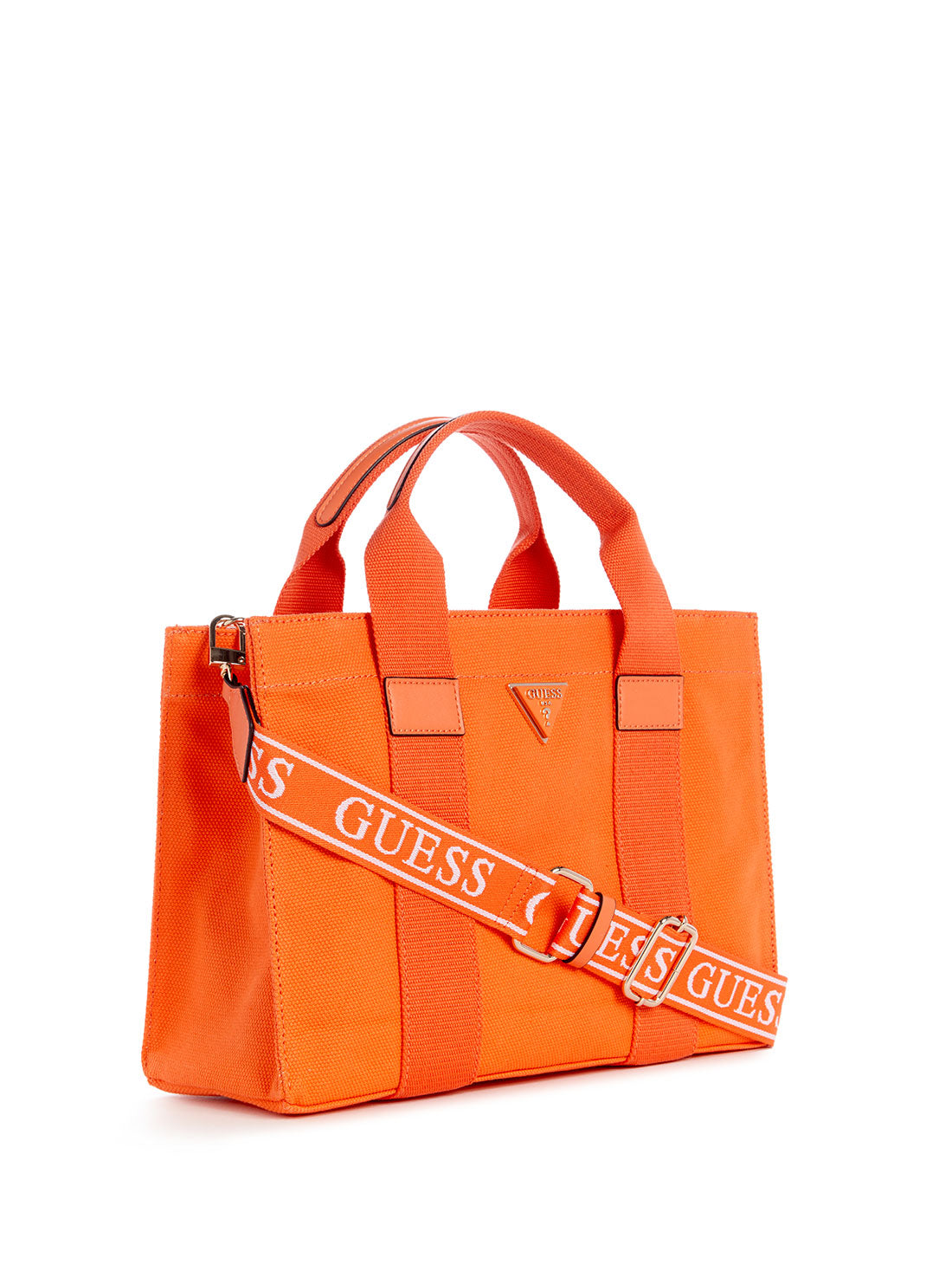 GUESS Orange Canvas Small Tote Bag side view