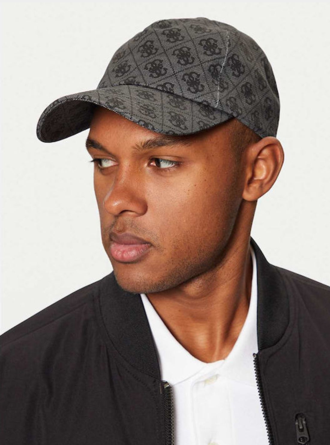 GUESS Mens Black London Logo Baseball Cap AM9485COT01 Detail View