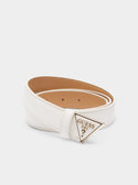 GUESS White Triangle Logo Belt close up