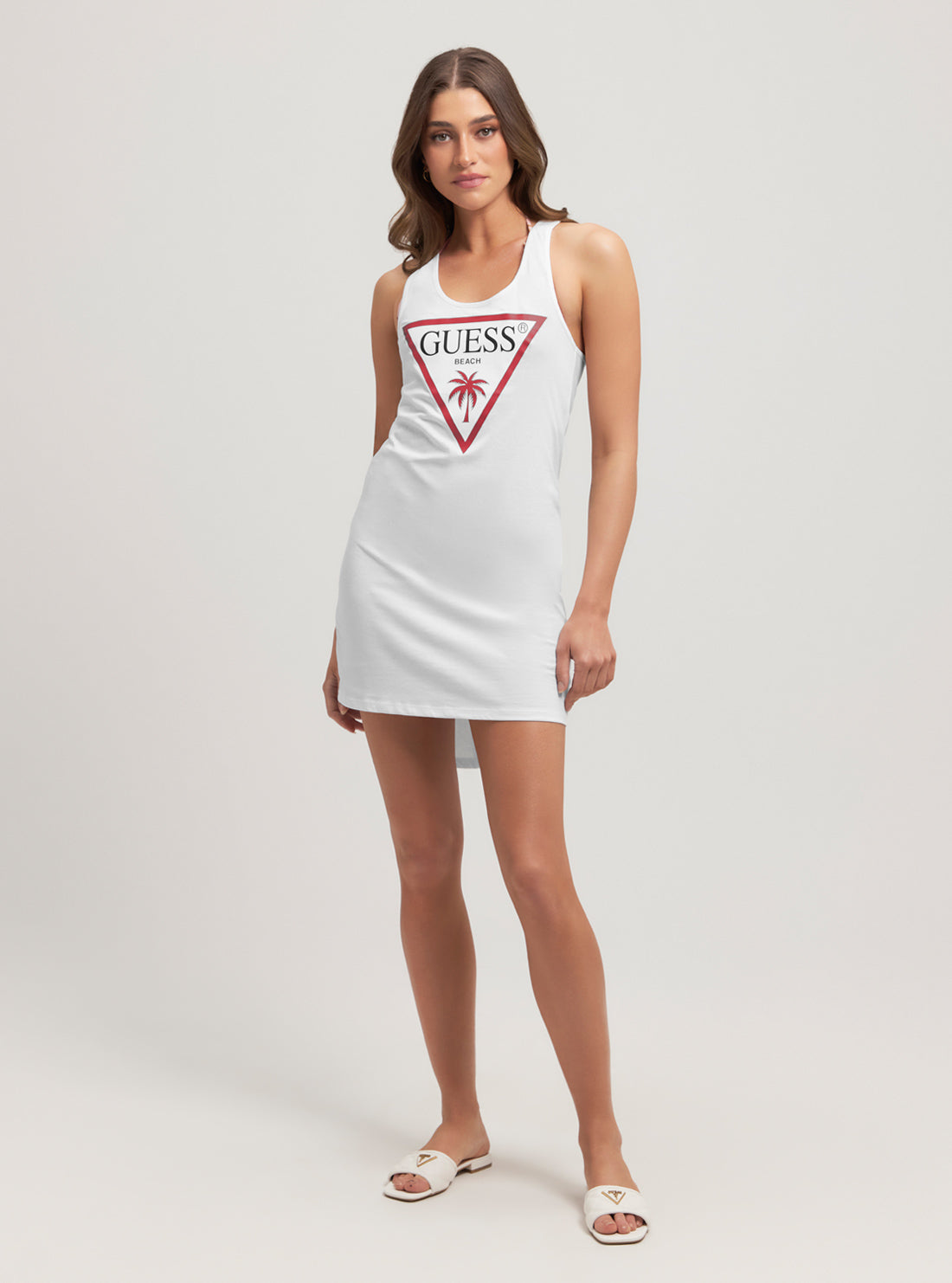 Eco White Logo Beach Tank Mini Dress