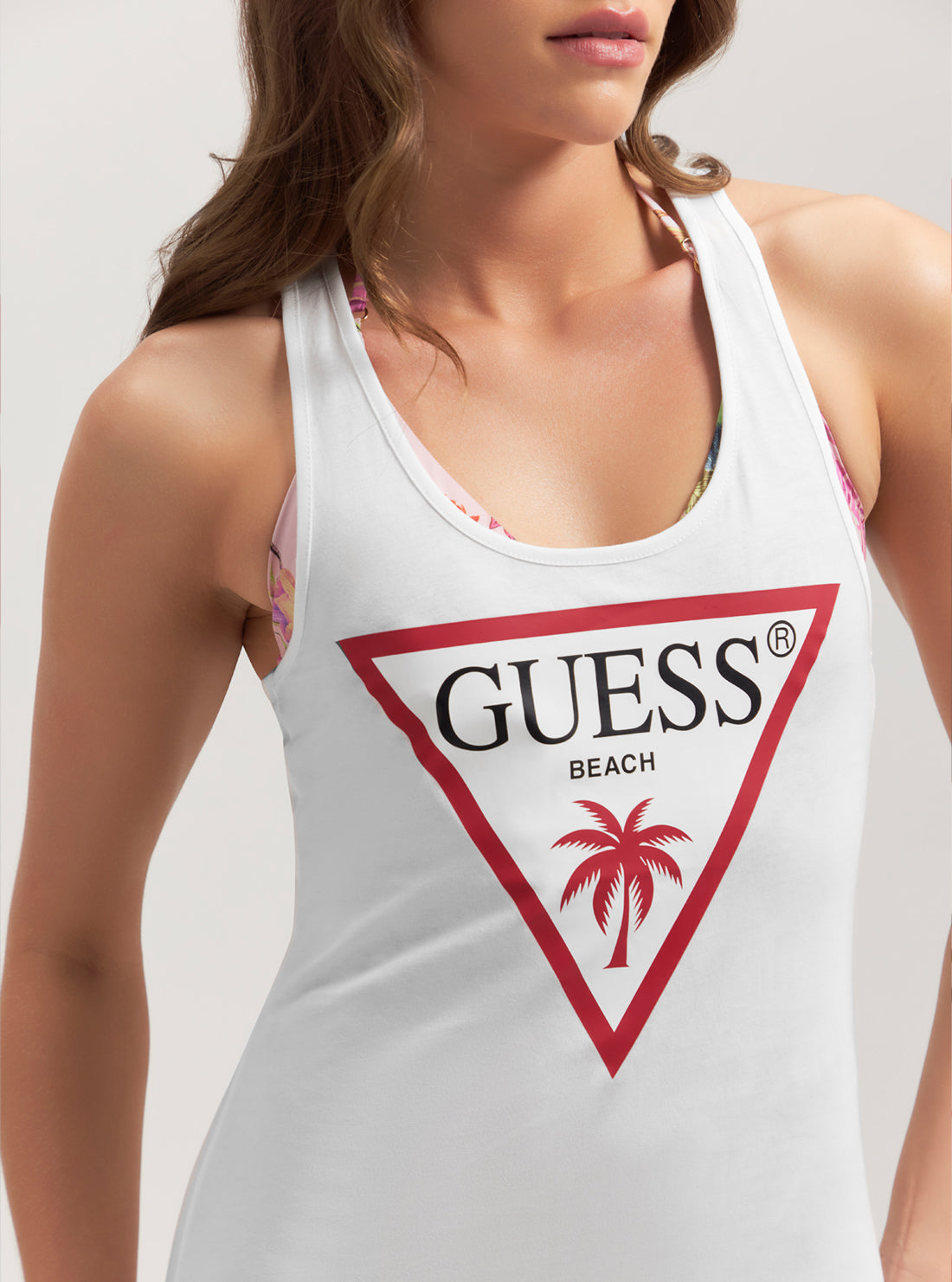 Eco White Logo Beach Tank Mini Dress