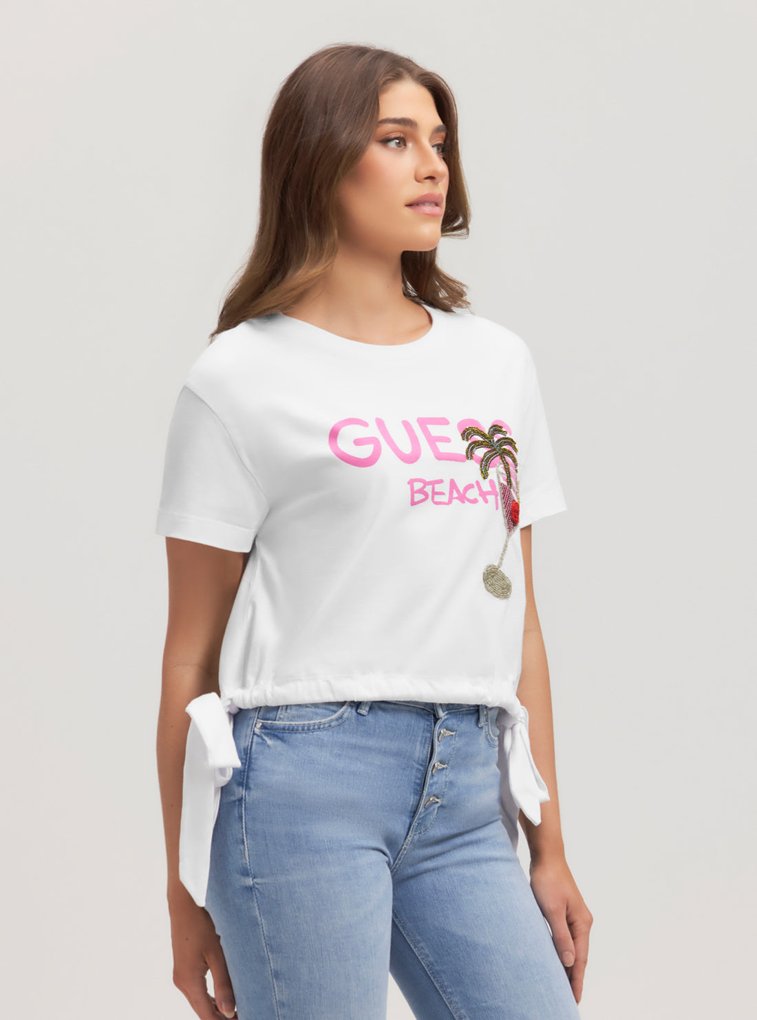 Eco White Knot Crop T-Shirt