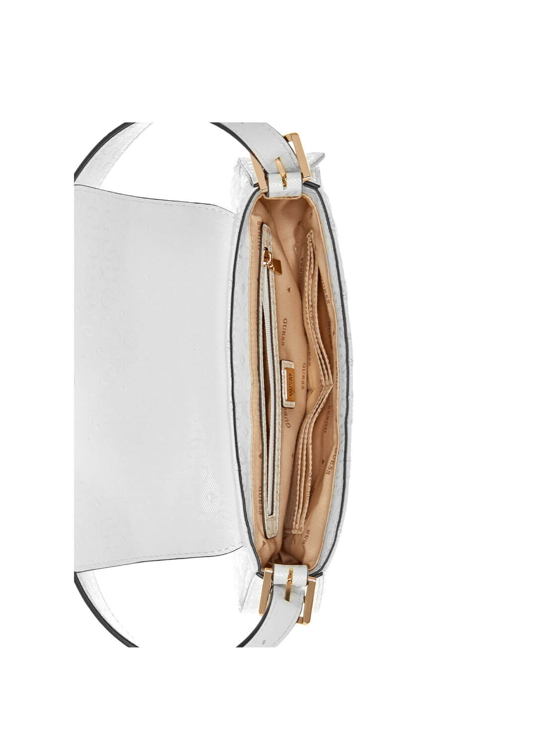 White Logo Adi Shoulder Bag | GUESS Women's Handbags | inside view