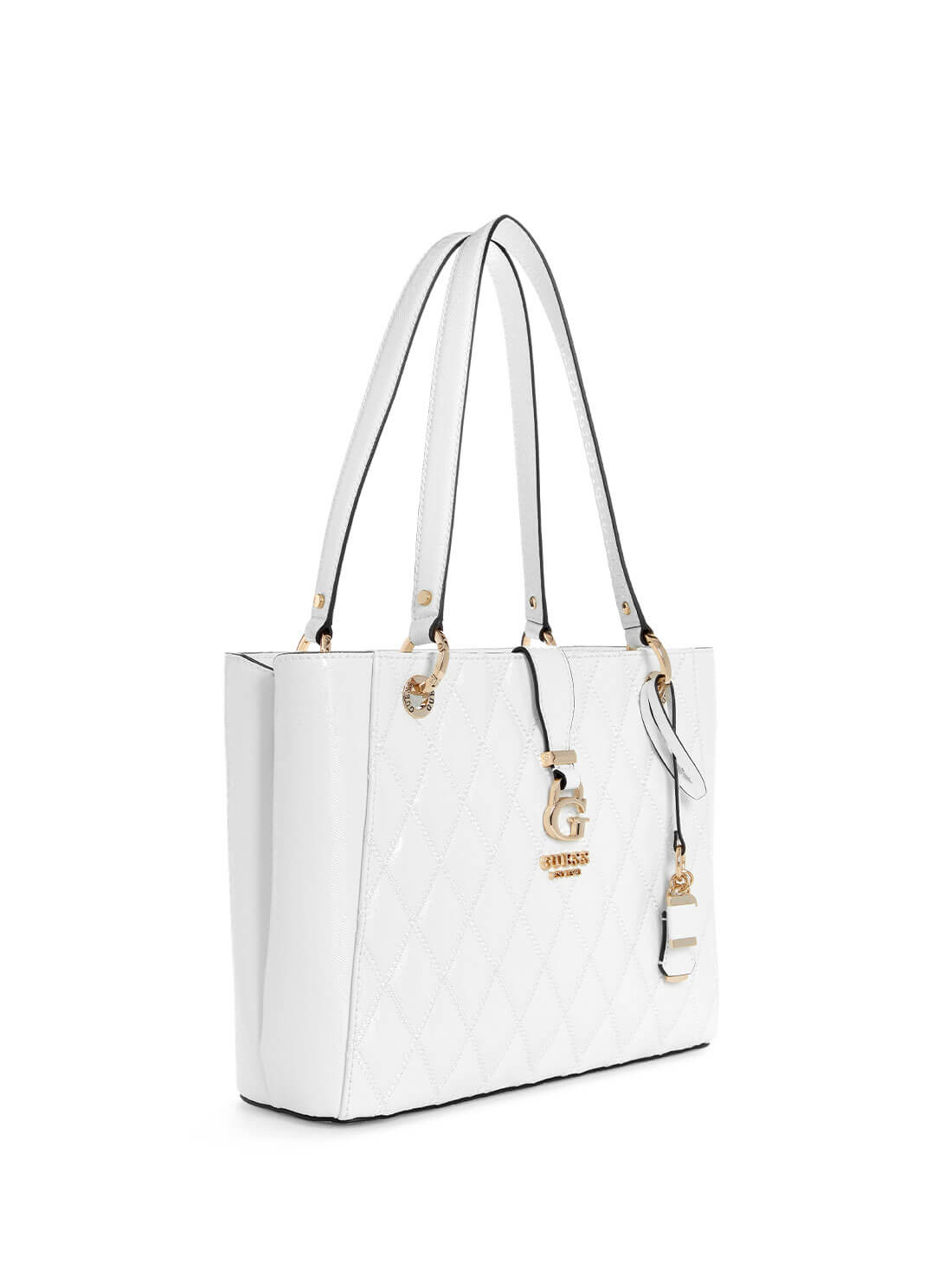 GUESS White Adi Small Tote Bag side view
