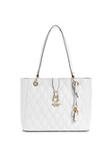 GUESS White Adi Small Tote Bag front view