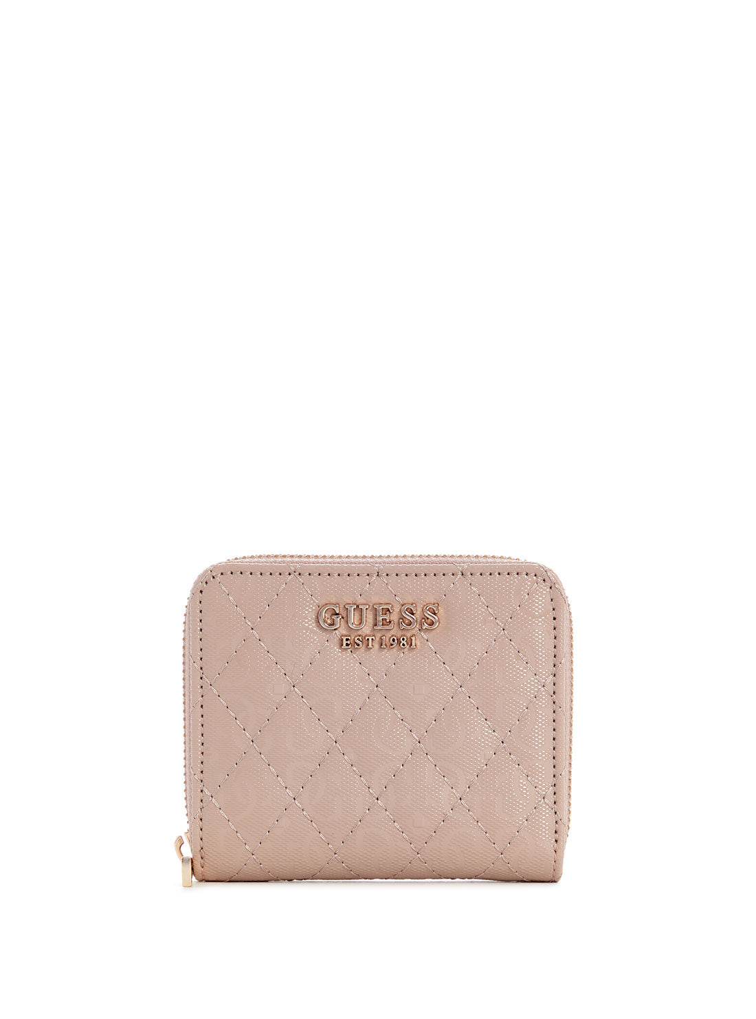 GUESS Taupe Logo Yarmilla Small Zip Wallet front view