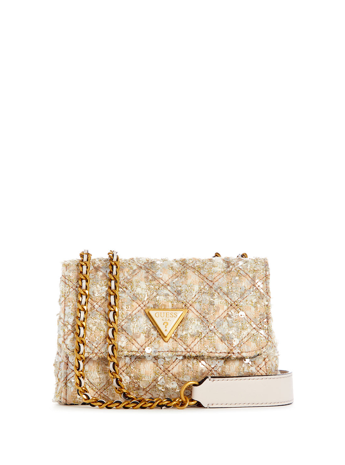 GUESS Gold Giully Mini Crossbody Bag front view