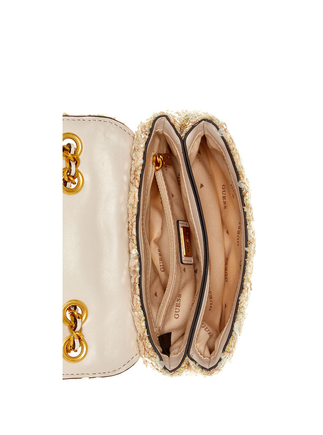 GUESS Gold Giully Mini Crossbody Bag inside view