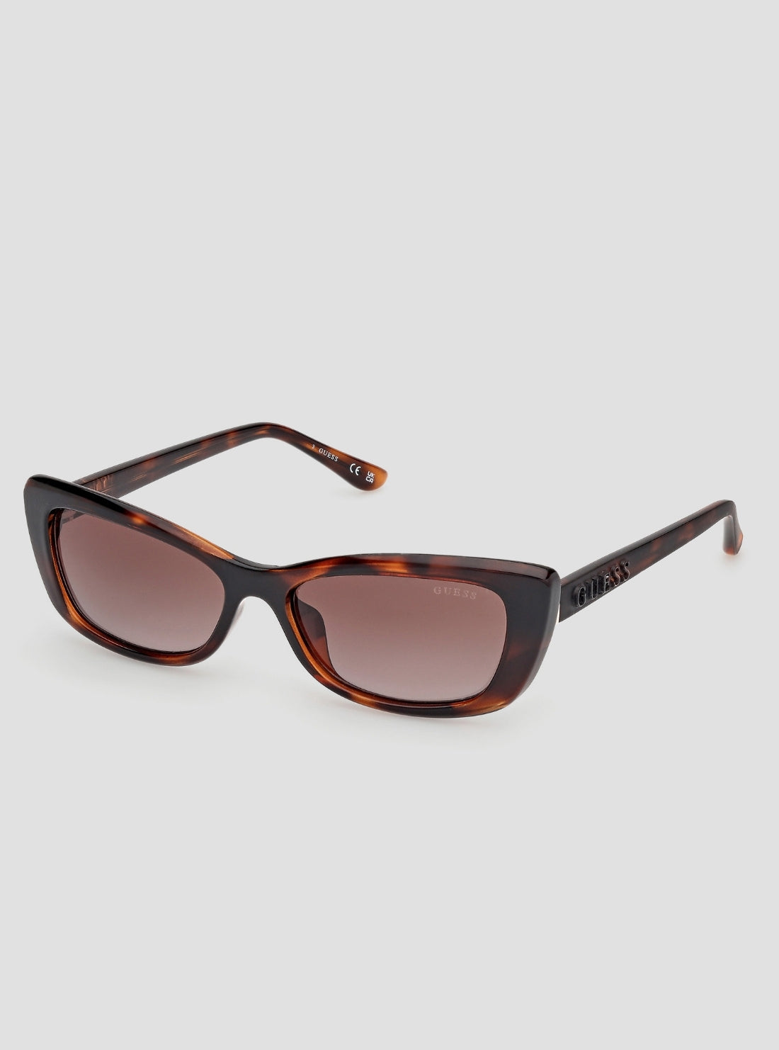 GUESS Womens Brown Havana Rectangular Sunglasses GU00156-H Front Side View