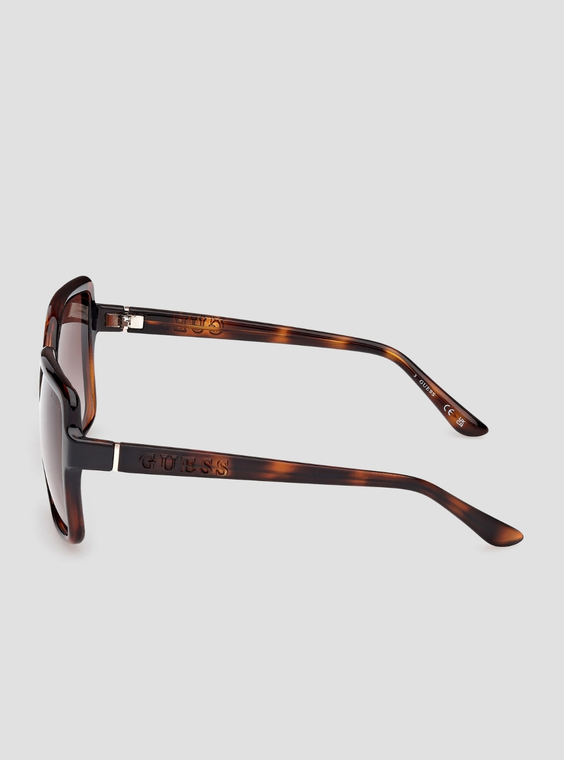 GUESS Womens Brown Havana Oversized Rectangular Sunglasses GU00157 Side View