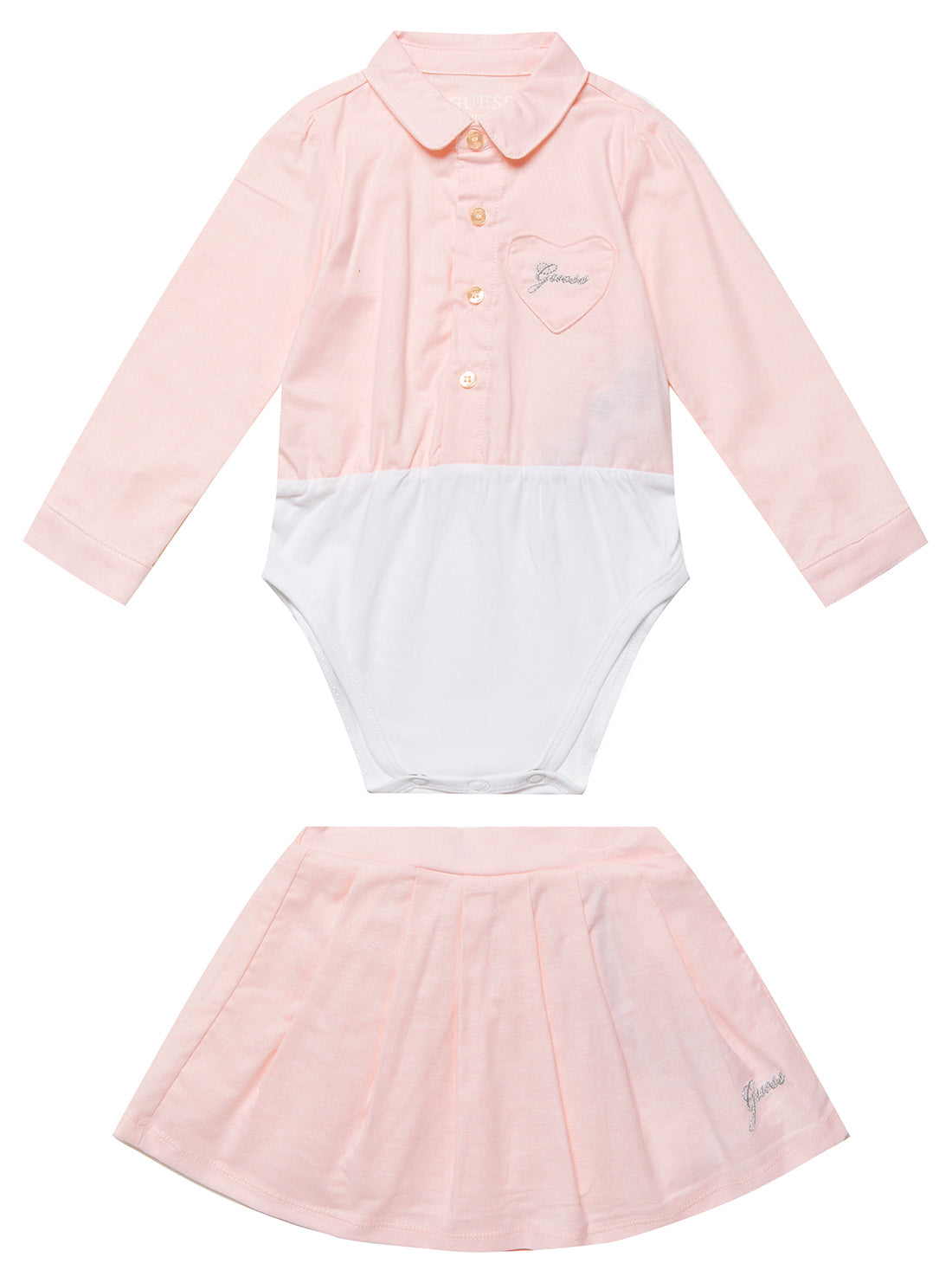 GUESS Baby Girl Ballet Pink Onesie And Skirt 2-Piece Set (0-12m) S3RG12WF6P0 Front View