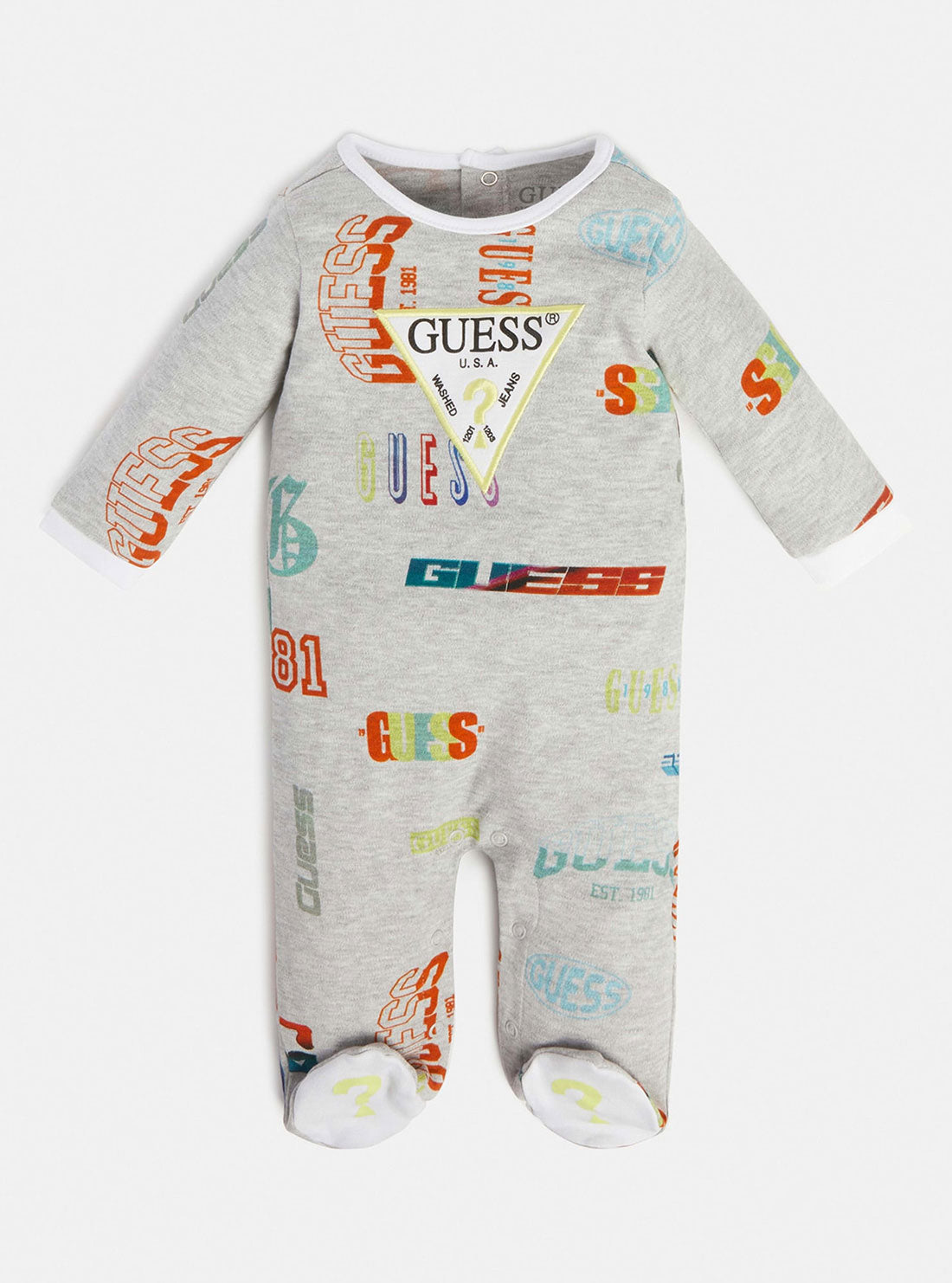 GUESS Baby Girl Eco Yellow Logo Overall (0-12m) P3RG00KA6W0 Front View
