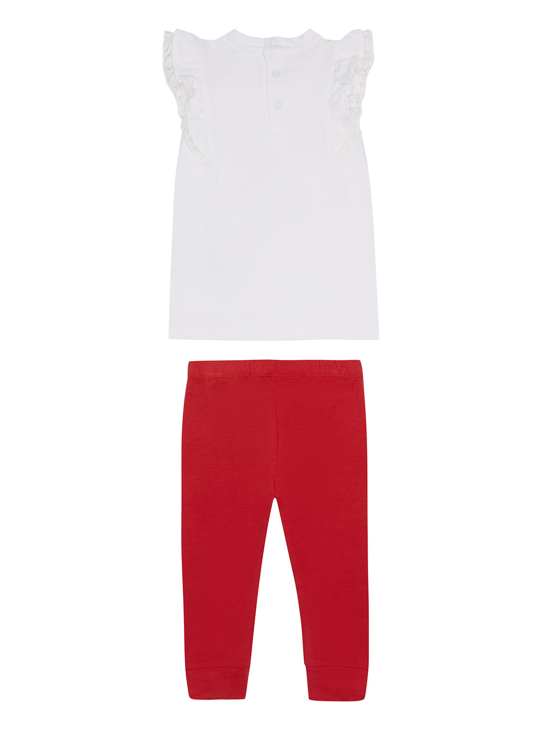 GUESS Baby Girl White Red T-Shirt And Leggings 2-Piece Set (0-12m) A3RG12K6YW0 Back View