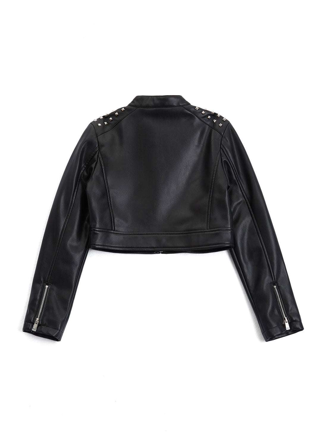 GUESS Big Girl Black Faux Leather Jacket (7-16) J3RL08WE8D0 Back View