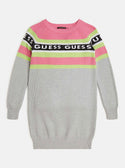 GUESS Big Girl Grey Pink Knit Logo Dress (7-16) J2BK03Z2V80 Front View