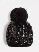 GUESS Girls Black Sequin Beanie J1BZ07Z2QP0 Front View