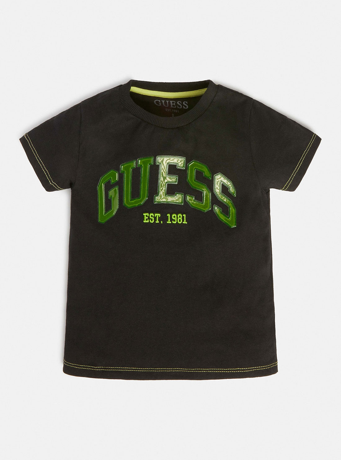 GUESS Little Boy Black Green Logo T-Shirt (2-7) N3RI07K8HM3 Front View