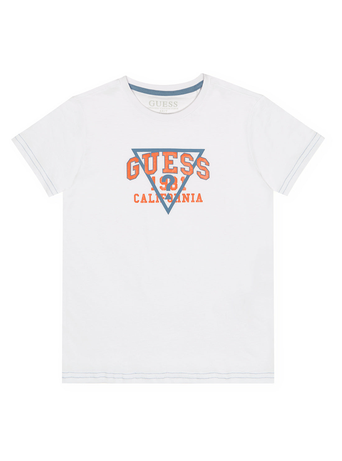 GUESS Little Boy Eco White Orange Logo T-Shirt (2-7) N3RI00K8HM0 Front View