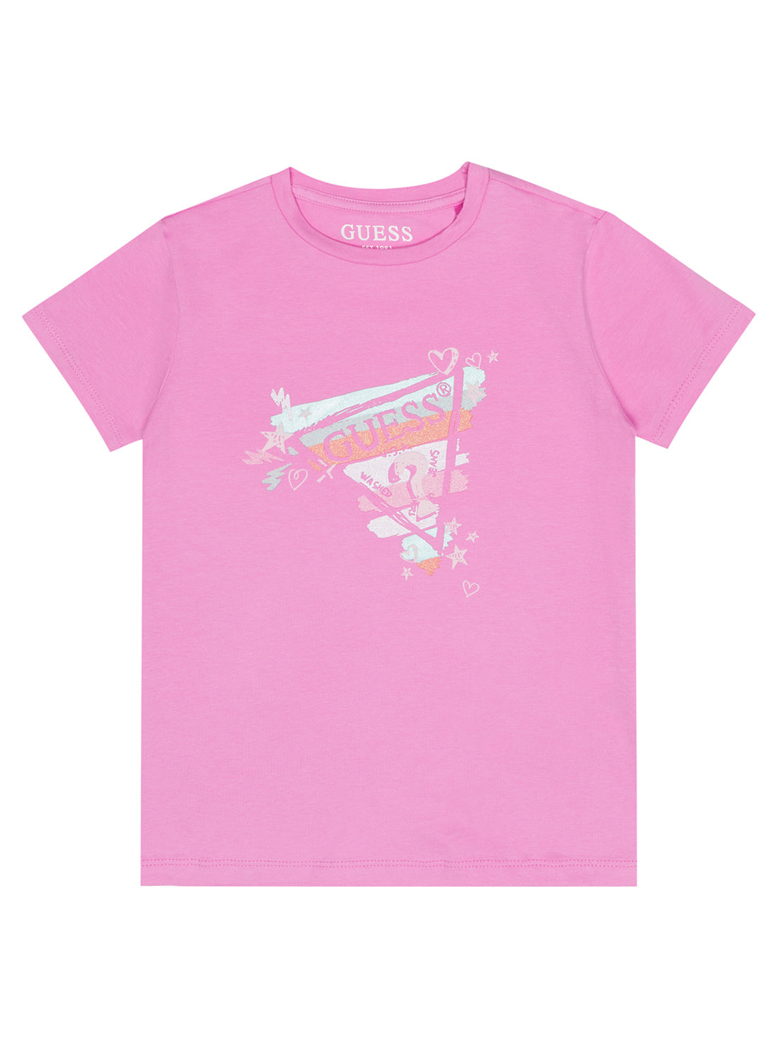 GUESS Little Girl Ciclamino Pink Logo T-Shirt (2-7) K3RI00K6YW3 Front View