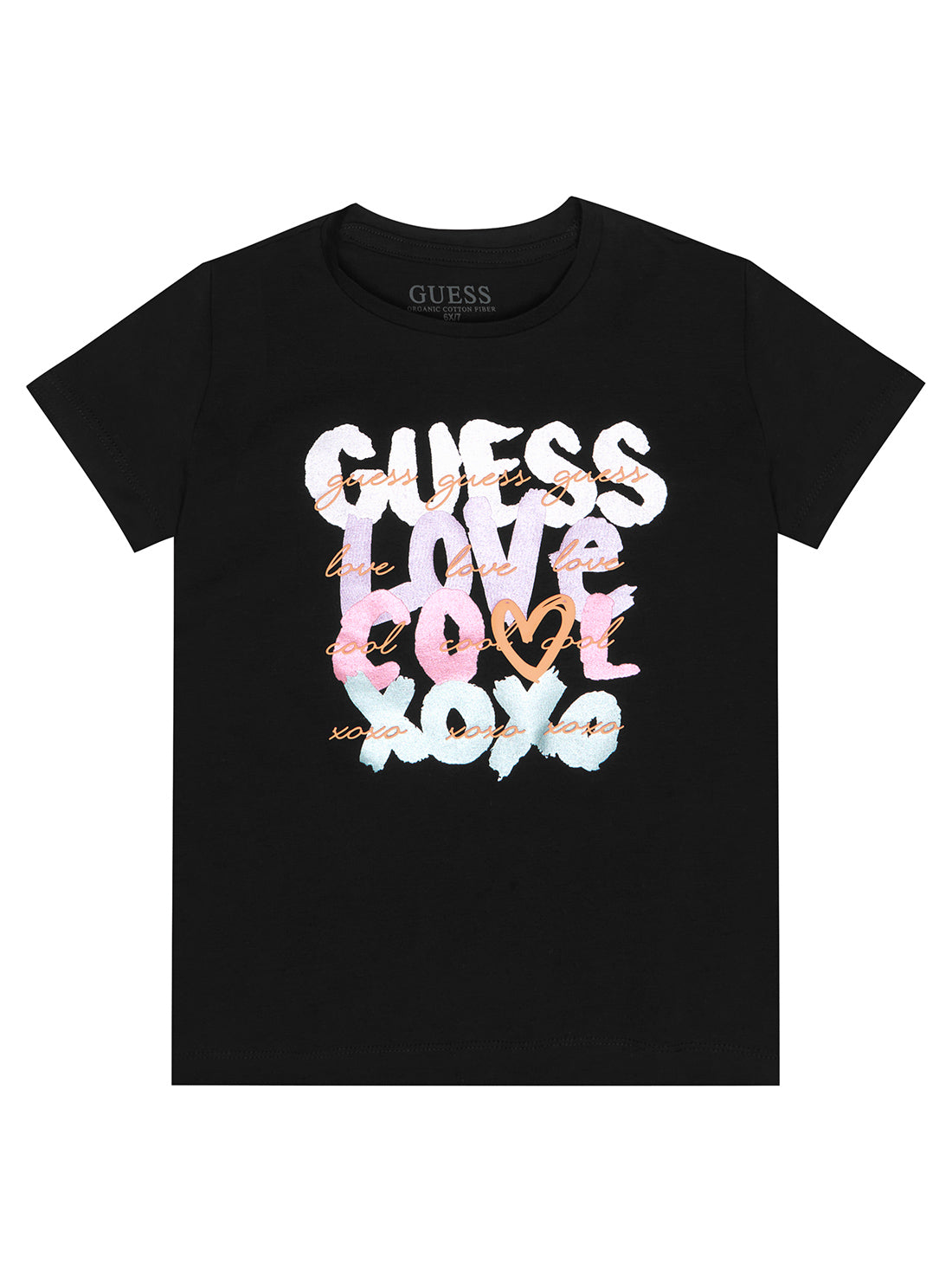 GUESS Little Girl Eco Black Guess Love T-Shirt (2-7) K3RI02K6YW1 Front View