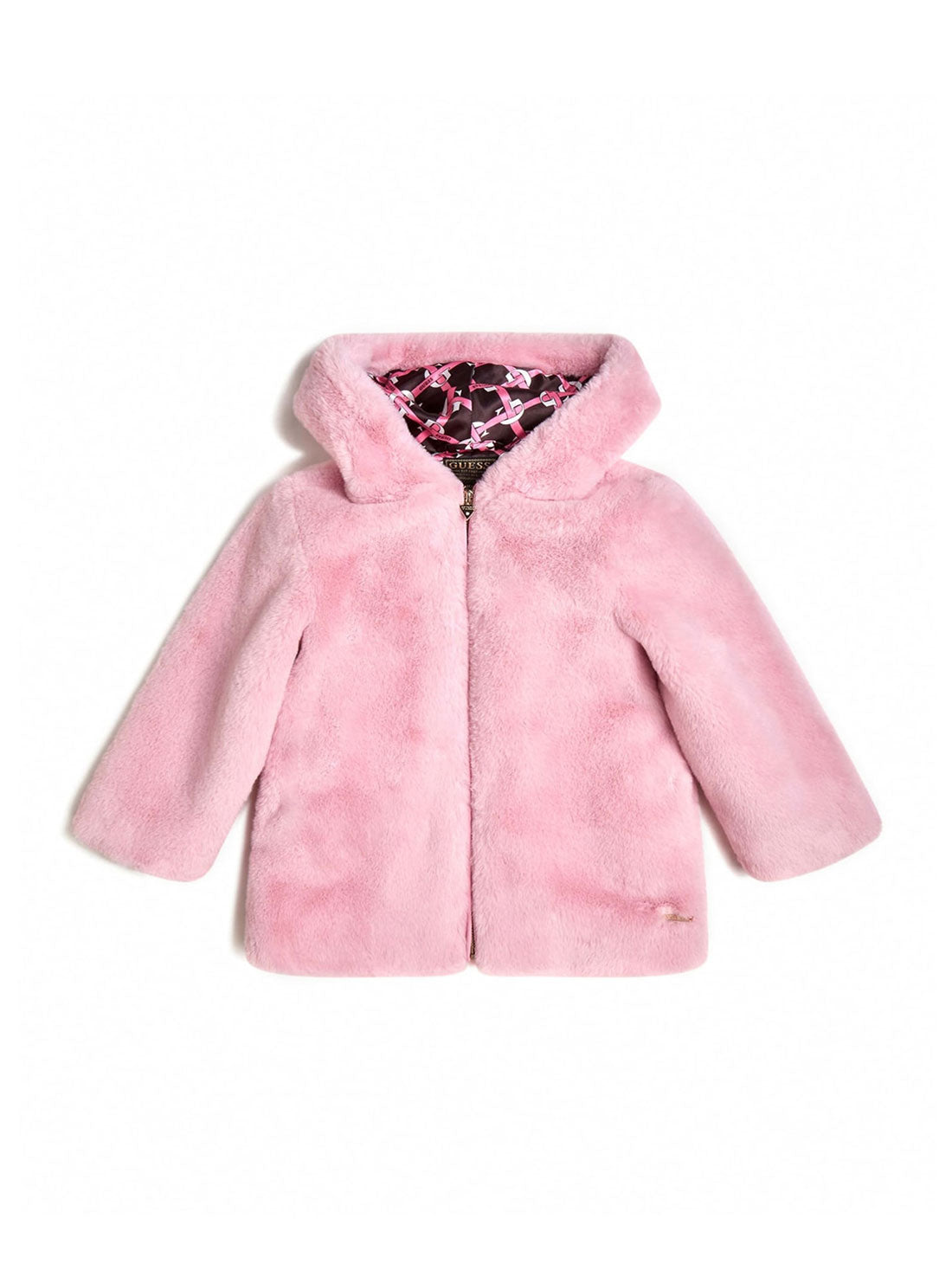 GUESS Little Girl Eco Taffy Rose Faux Fur Jacket (2-7) K2BL02WCFX0 Front View