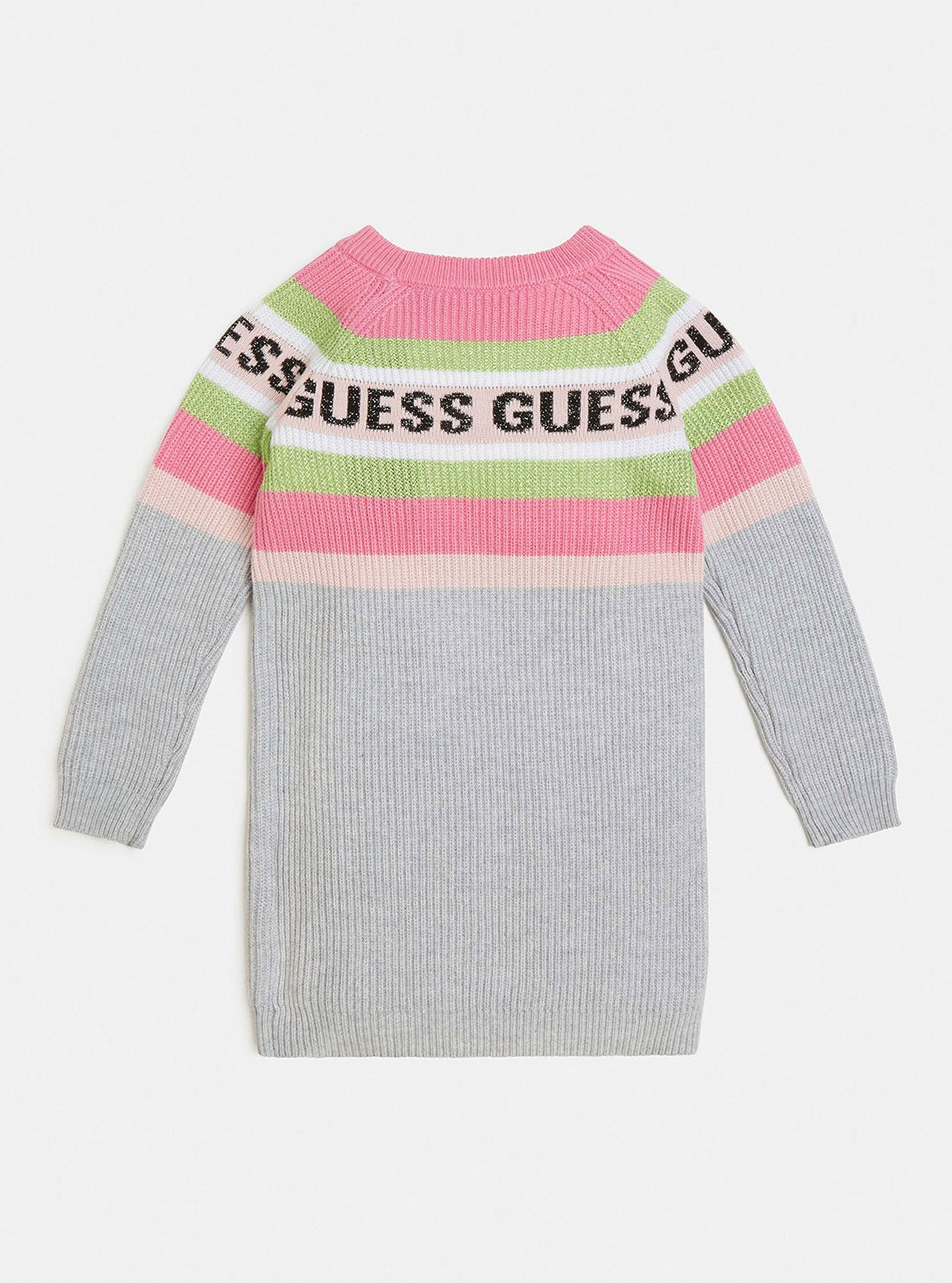 GUESS Little Girl Grey Pink Knit Logo Dress (2-7) K2BK03Z2V80 Back View