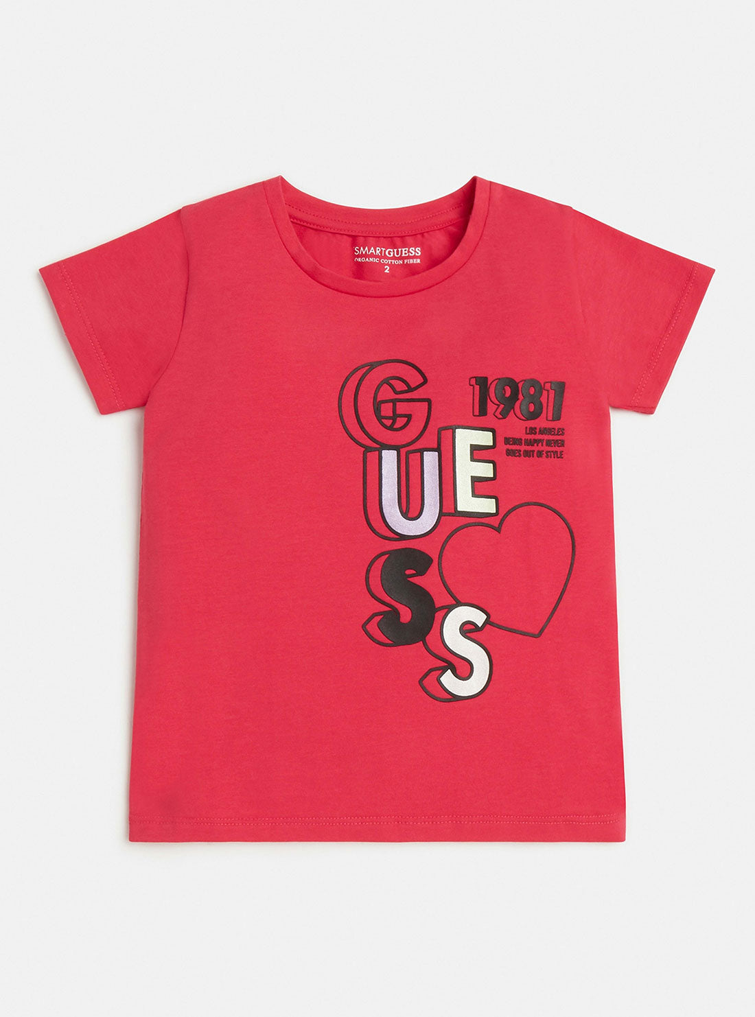 GUESS Little Girl Pink Guess Logo T-Shirt (2-7) K2BI15J1311 Front View