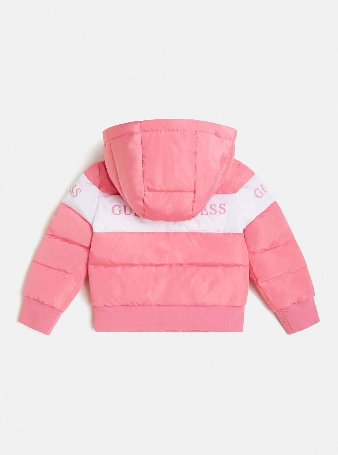 GUESS Little Girl Pink Logo Puffer Jacket (2-7) K2BL00WB240 Back View