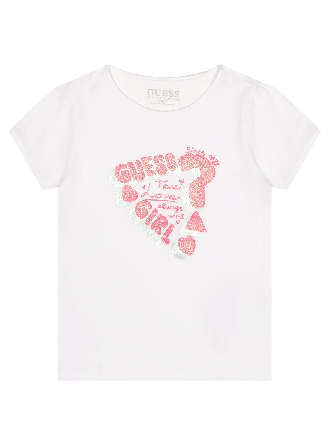 White Pink Guess Girl Logo T-Shirt (2-7)