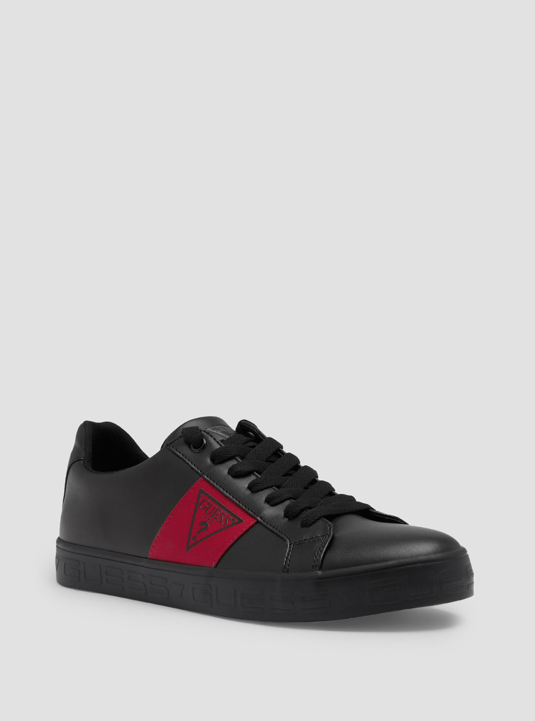 GUESS Men's Black Red Paschal Low Top Sneakers PASCHAL Front View