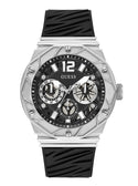 GUESS Men's Black Silver Rival Silicone Watch GW0634G1 Front View