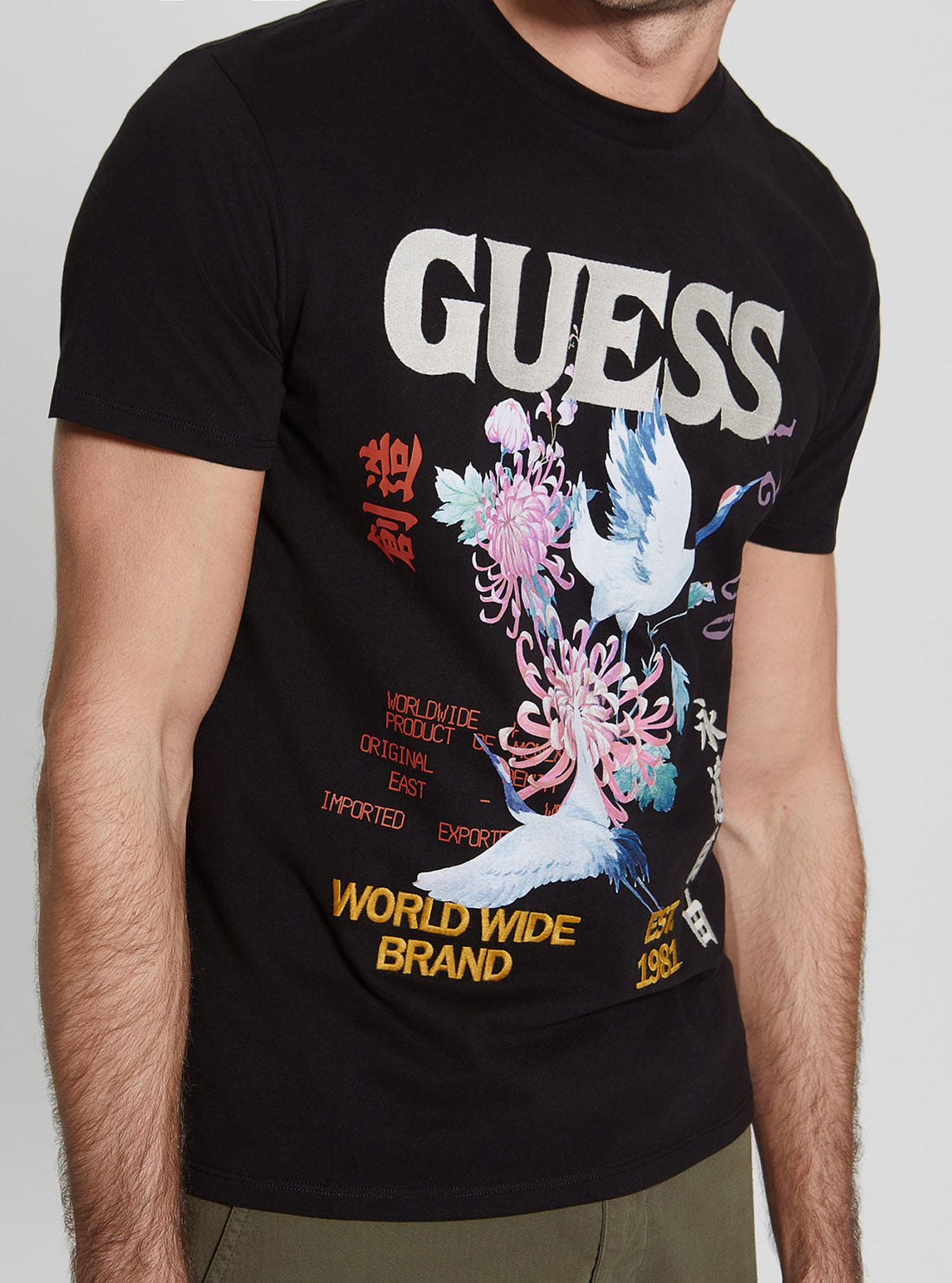 GUESS Men's Black Tokyo Collage T-Shirt M3GI76KBDL0 Detail View