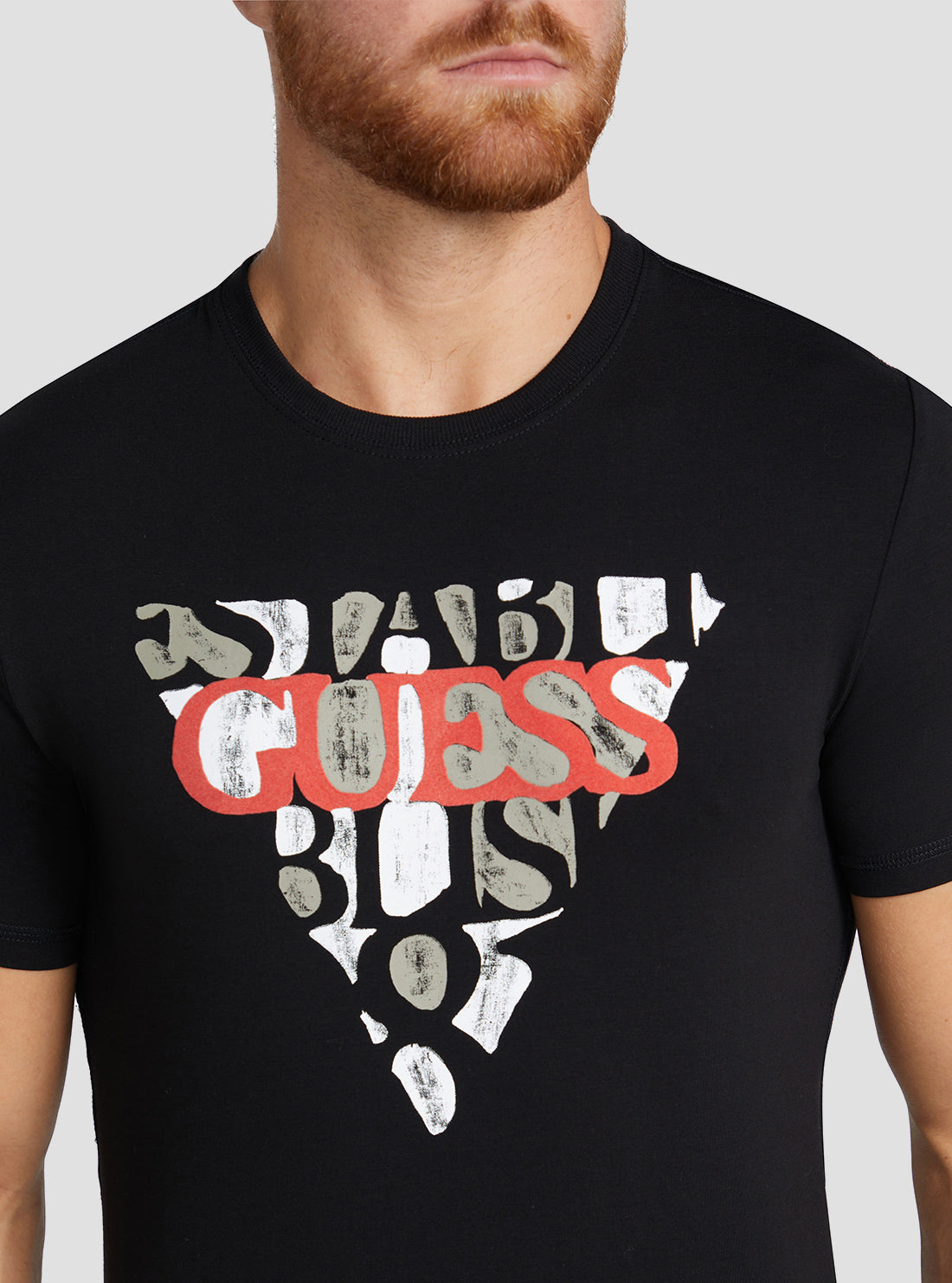 GUESS Men's Eco Black Blurri Logo T-Shirt M3RI12J1314 Detail View