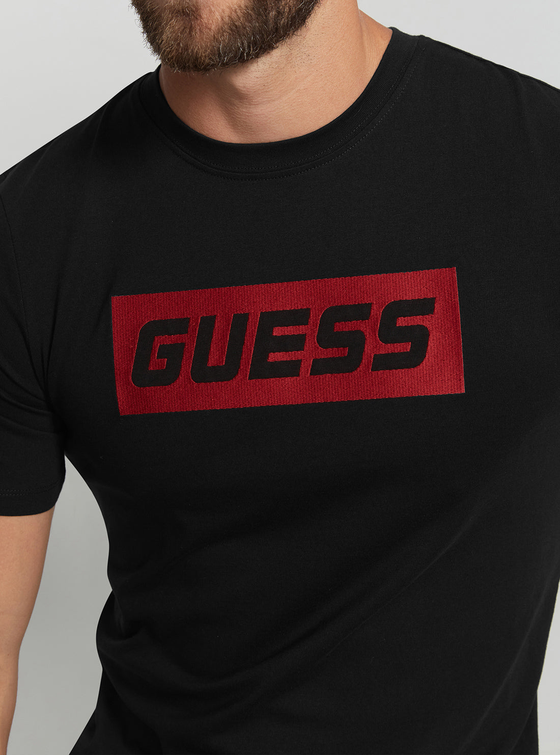 GUESS Men's Eco Black Eldred Active Logo T-Shirt Z2BI04K8FQ4 Detail View