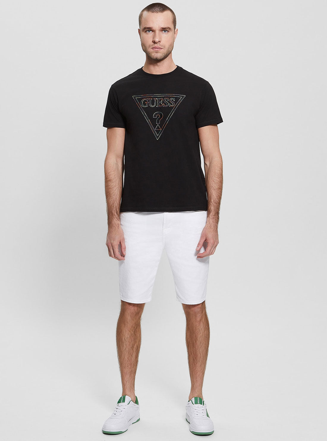 GUESS Men's Eco Black Moisey Logo Embroidered T-Shirt M3RI15K8FQ4 Full View