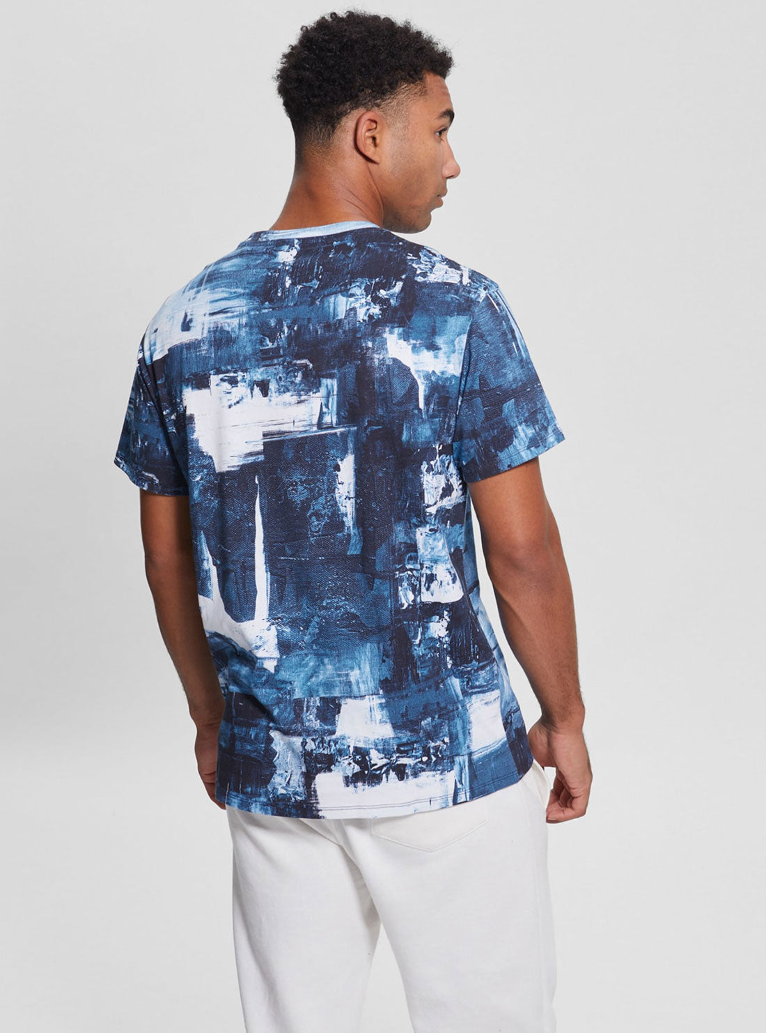 GUESS Men's Eco Blue Print Akim T-Shirt M3RI01I3Z14 Back View