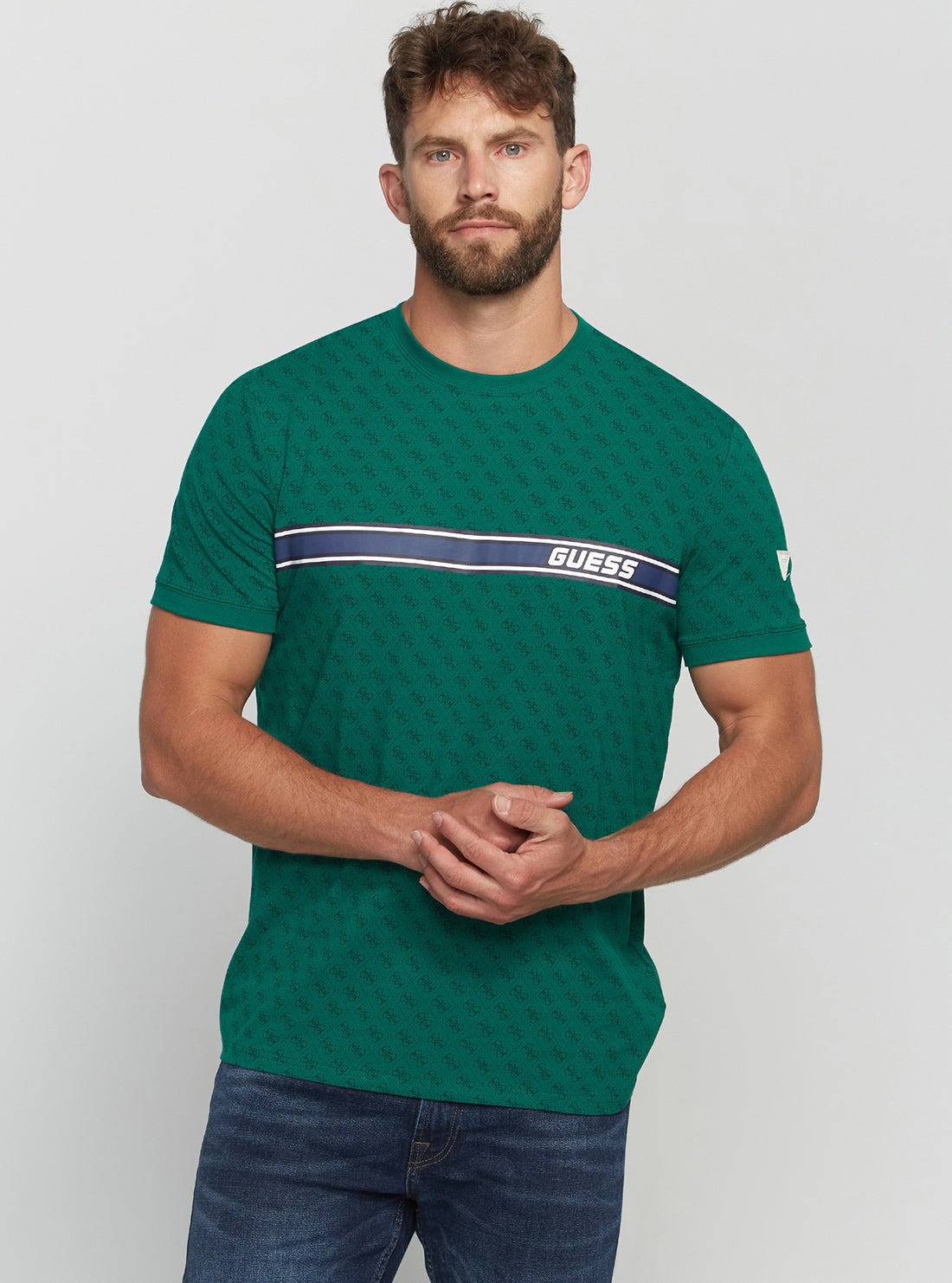 GUESS Men's Eco Green Logo Jamey Active T-Shirt Z2BI09J1314 Front View