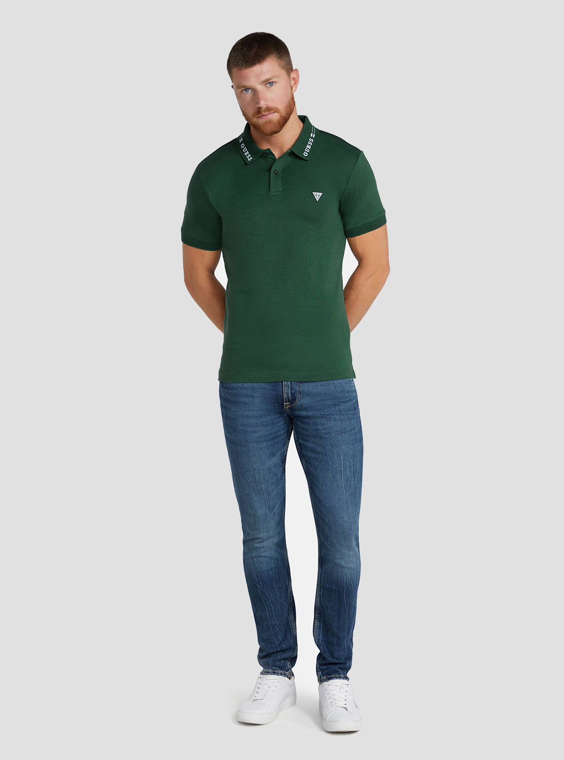 GUESS Men's Eco Green Nolan Logo Polo T-Shirt M3RP66KBL51 Full View