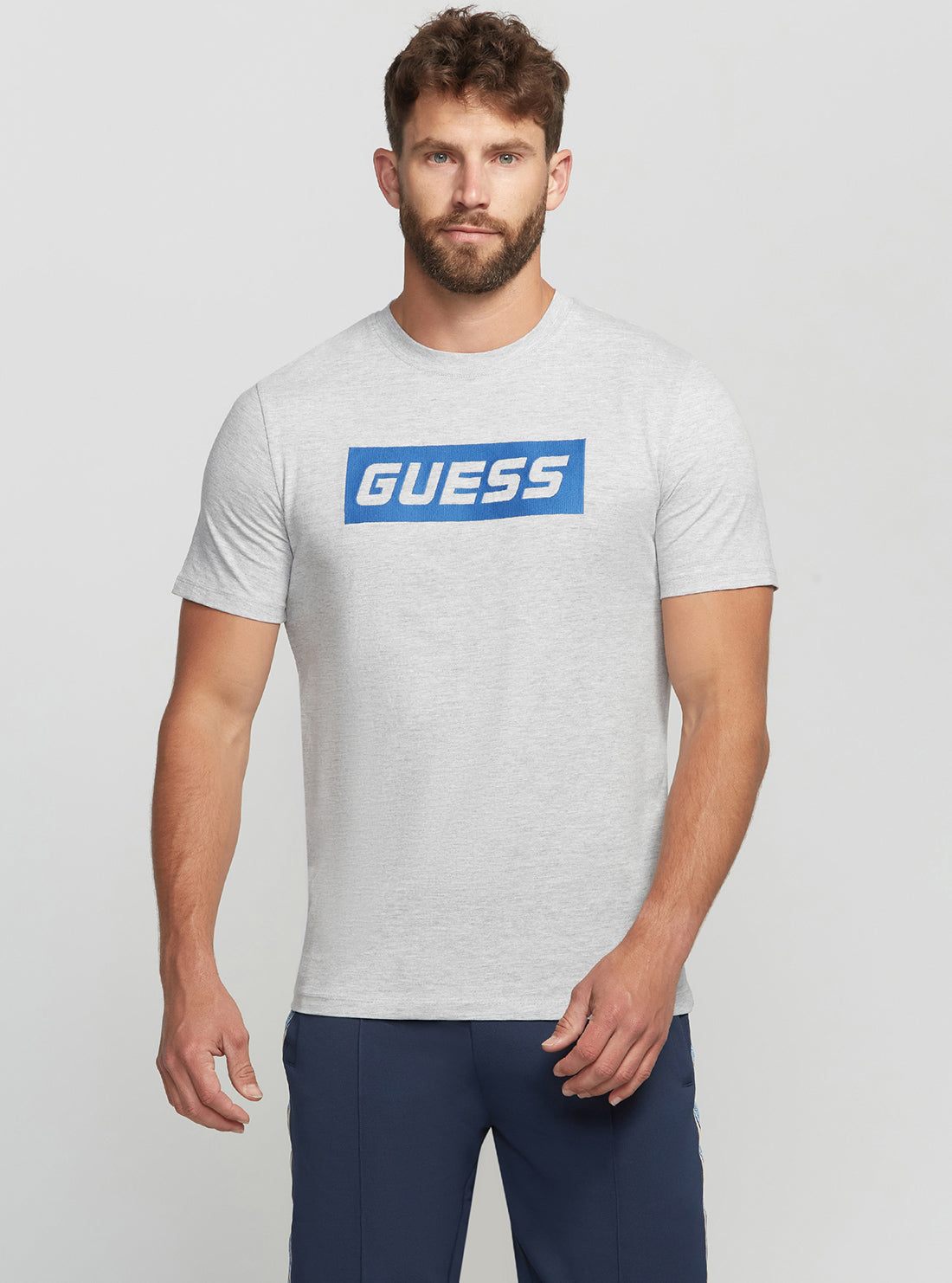 GUESS Men's Eco Grey Eldred Active Logo T-Shirt Z2BI04K8FQ4 Front View