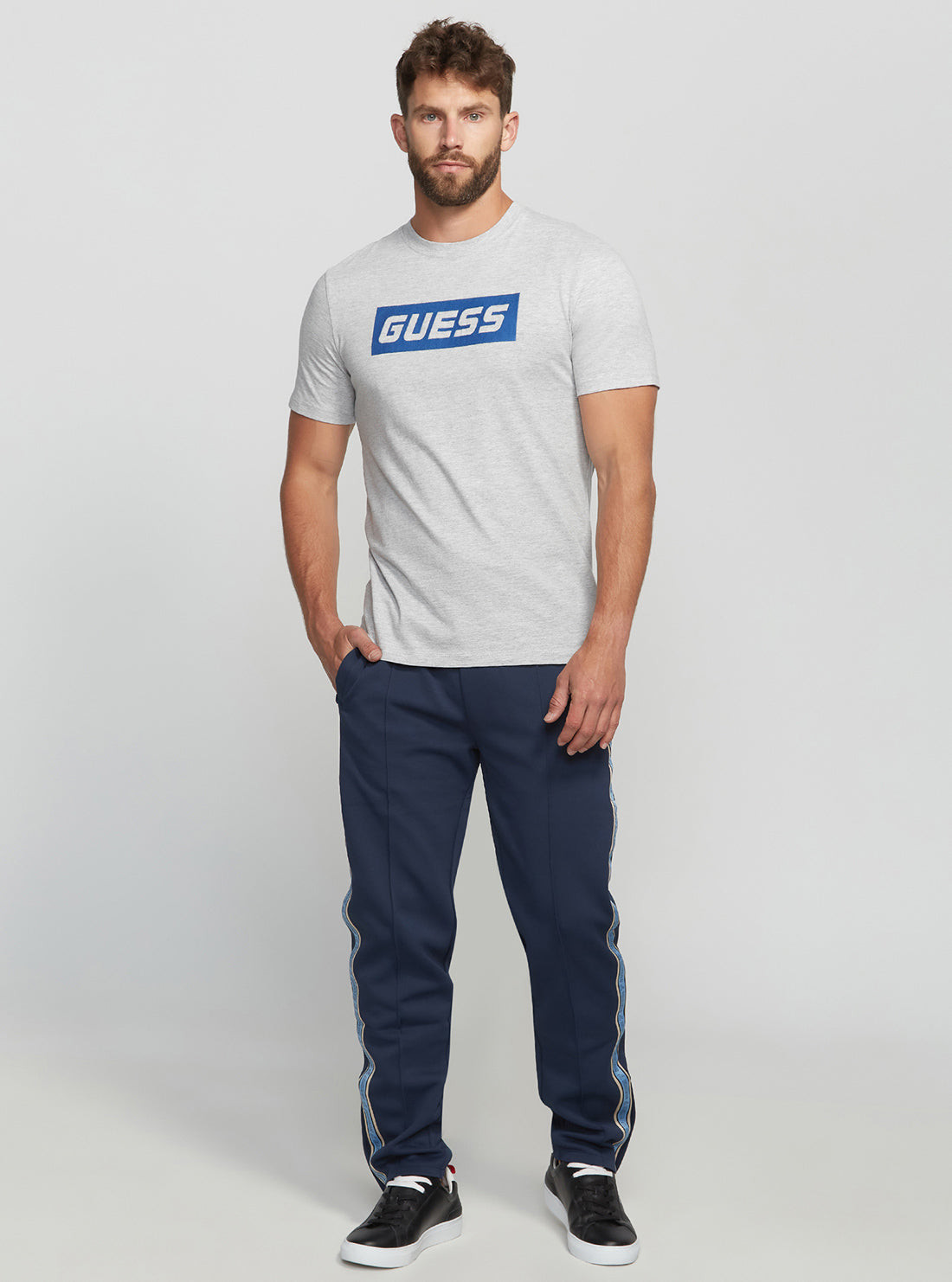 GUESS Men's Eco Grey Eldred Active Logo T-Shirt Z2BI04K8FQ4 Full View