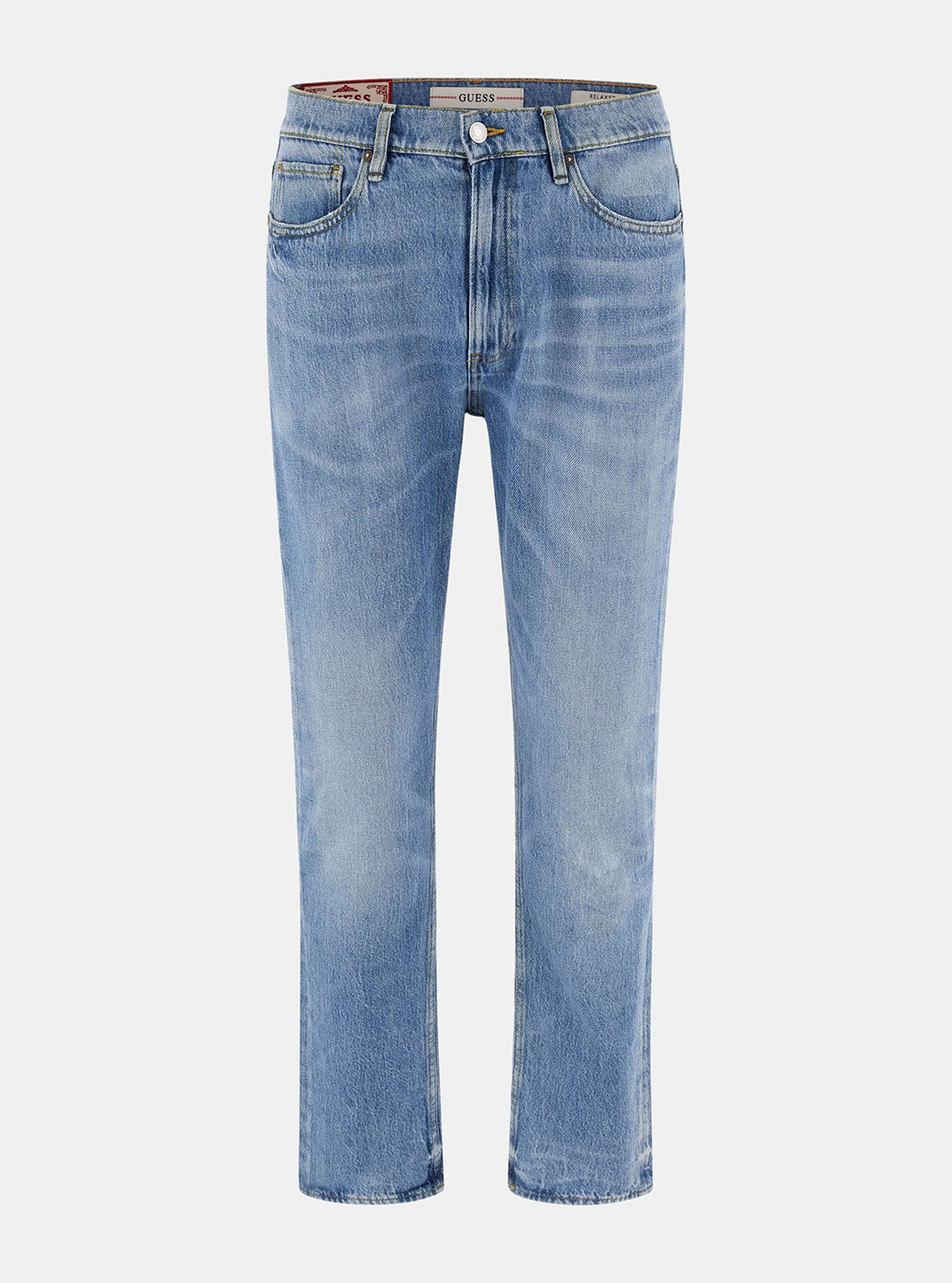GUESS Men's Eco Mid-Rise James Relaxed Tapered Denim Jeans In Thami Wash M3GA14D4Z62 Ghost View