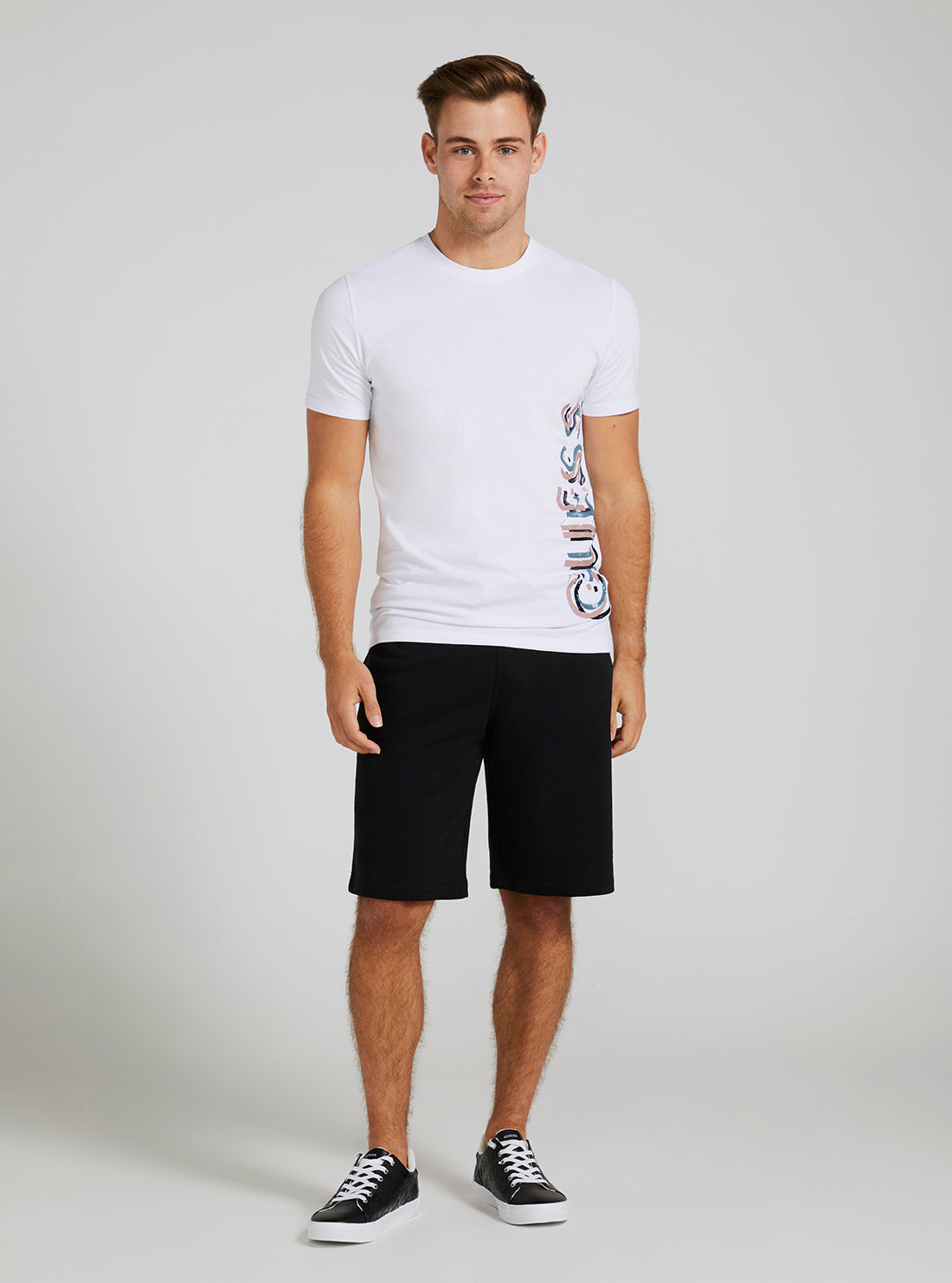 GUESS Men's Eco White Vertical Logo T-Shirt M3GI22J1314 Full View